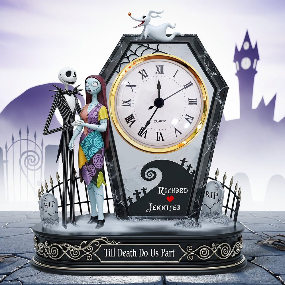 Till Death Do Us Part - Spooky Couple Desk Clock Plaque - Personalized Gifts for Couples Clock Plaques PopCulturePrints