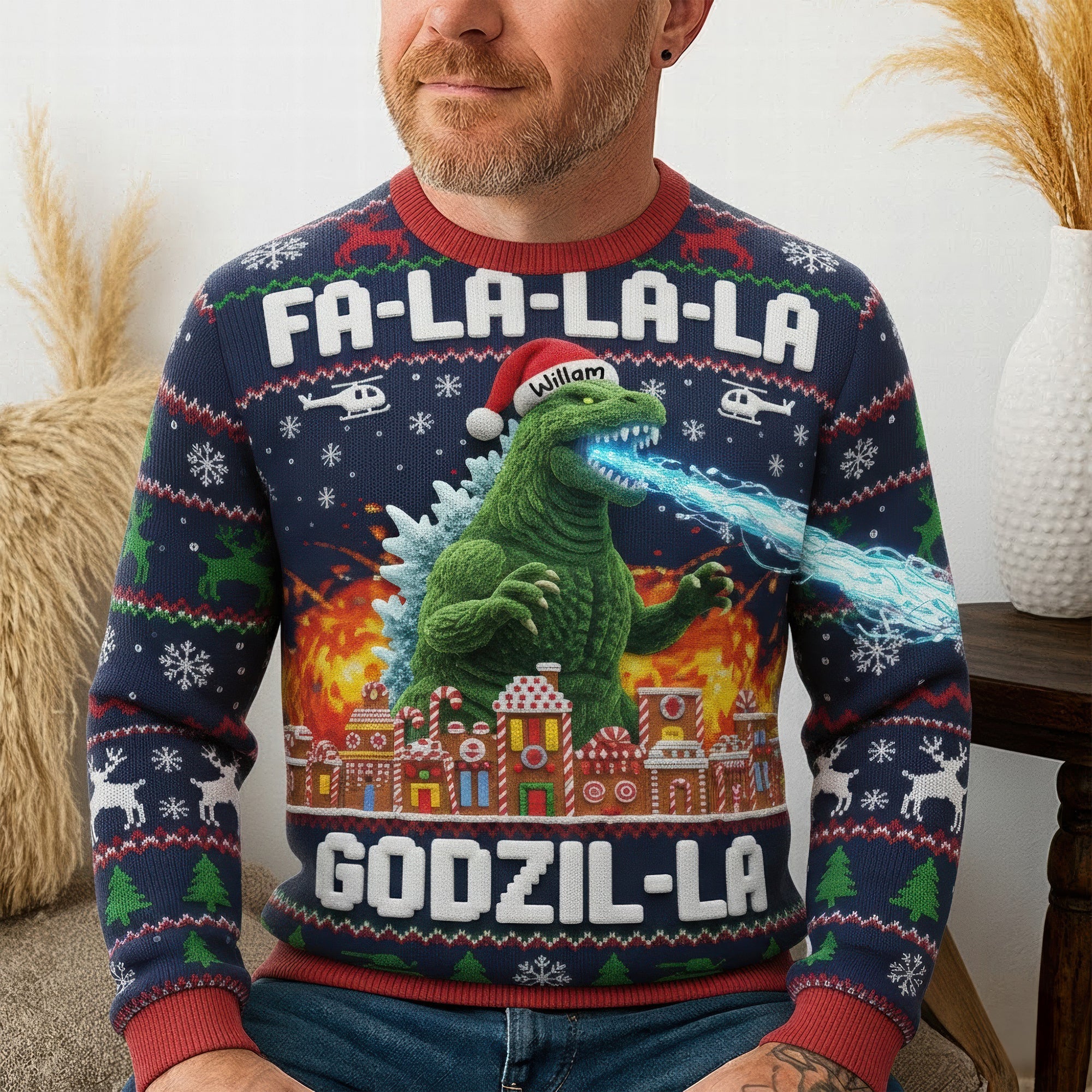 “Unleash Your Inner Monster!” - Holiday Monster Ugly Sweater, Personalized Gift for Movie Fans AOP Products PopCulturePrints