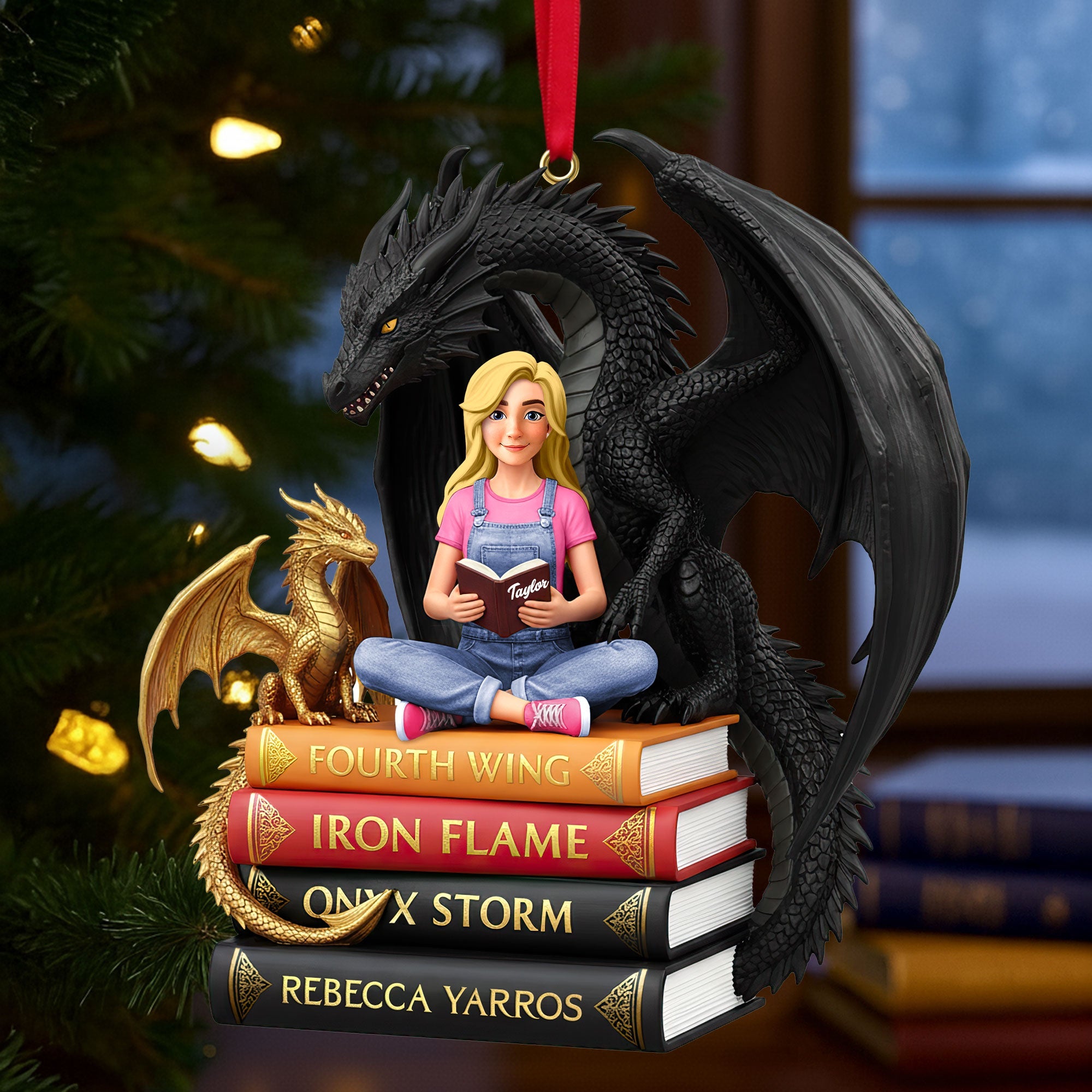 "Celebrate the Magic of Reading" - Personalized Book Lovers Christmas Ornament - Perfect Gift for Bookworms, Readers, and Fantasy Lovers Ornament PopCulturePrints