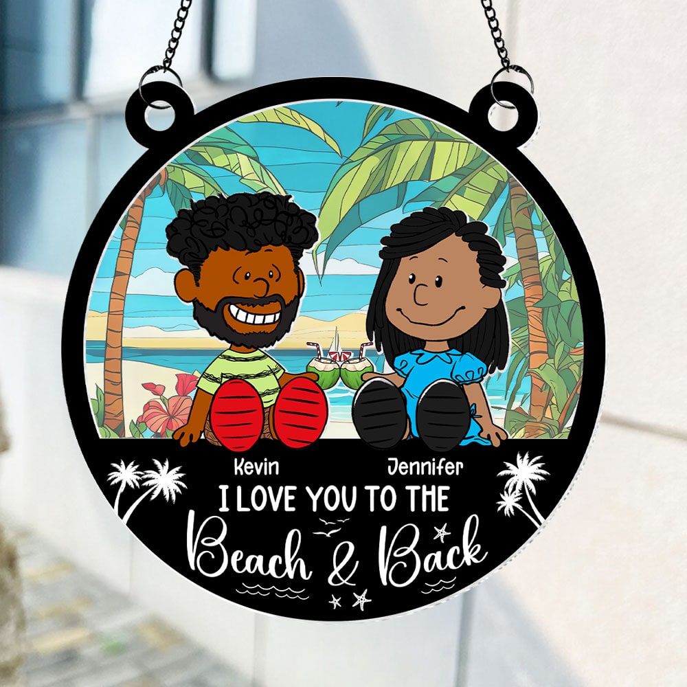 Personalized Couple Suncatcher Ornament - Beach & Back Theme Ornament PopCulturePrints