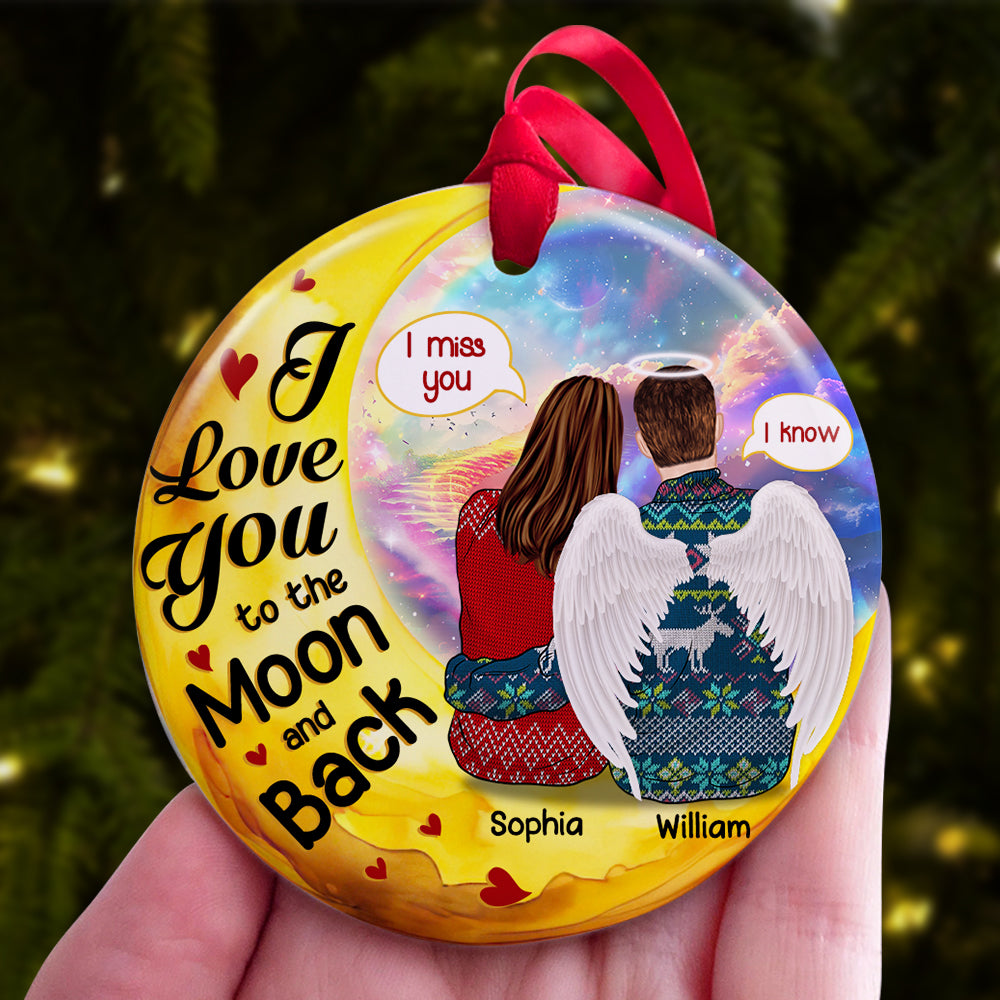 Personalized Couple Christmas Ornament - Love You To The Moon And Back - Valentine's Day Gifts Ornament PopCulturePrints