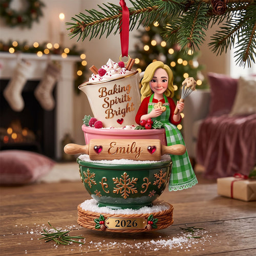 Baking Spirits Bright - Personalized Baker’s Christmas Ornament Ornament PopCulturePrints