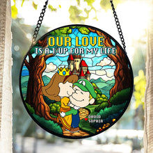 Load image into Gallery viewer, Personalized Stained Glass Ornament: &#39;Our Love Is A 1-UP For My Life&#39; Ornament PopCulturePrints
