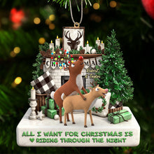 Load image into Gallery viewer, All I Want for Christmas is Riding Through the Night - Personalized Deer Buck Couple Acrylic Ornament Ornament PopCulturePrints
