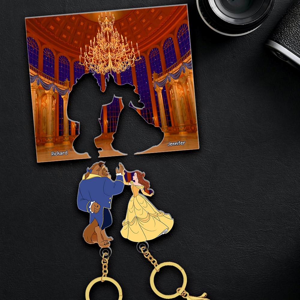 Enchanted Ballroom Couple Key Holder with Personalized Names Key Holder PopCulturePrints