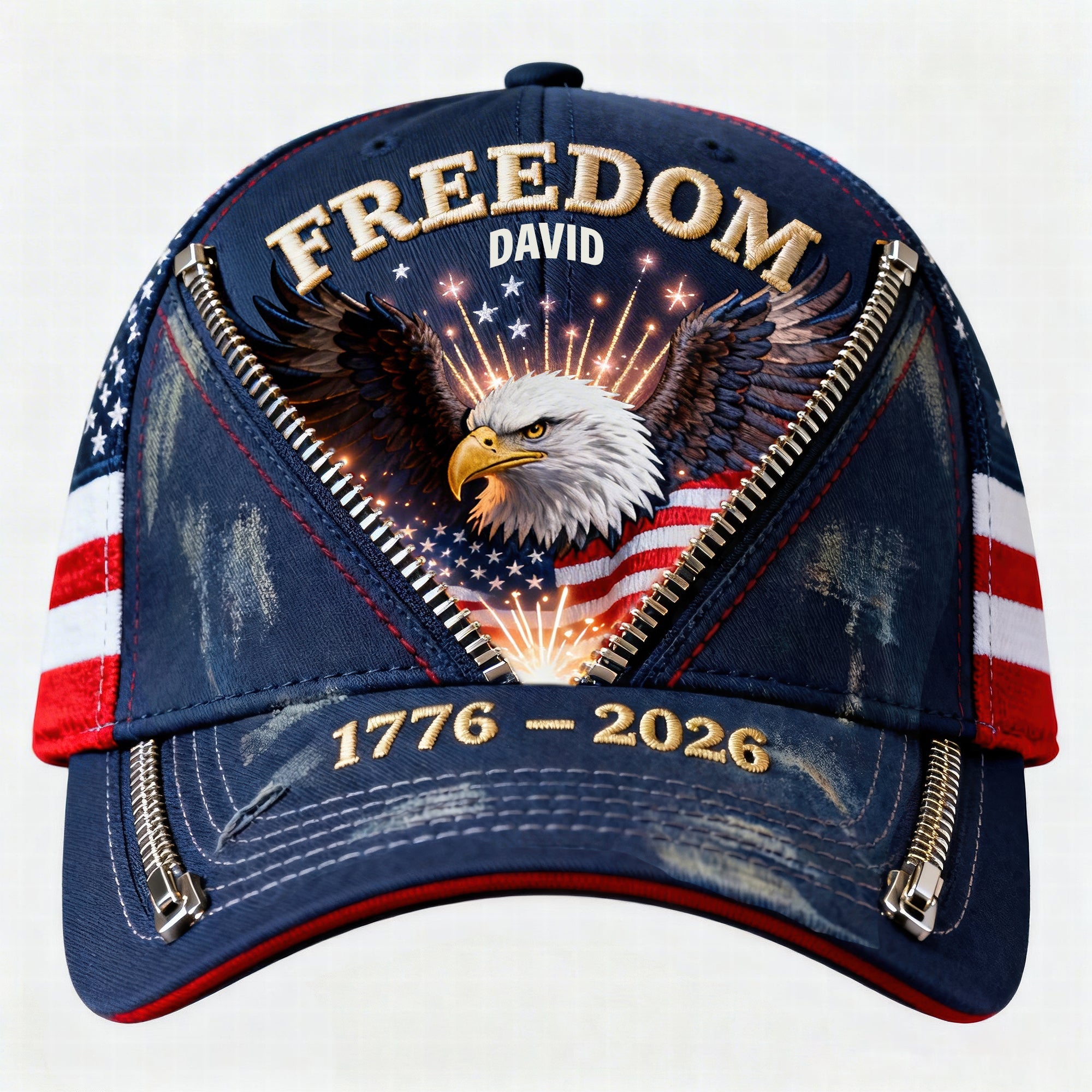 “Embrace Your Freedom” - Freedom Eagle Classic Cap - Personalized Gift for Patriots Caps PopCulturePrints