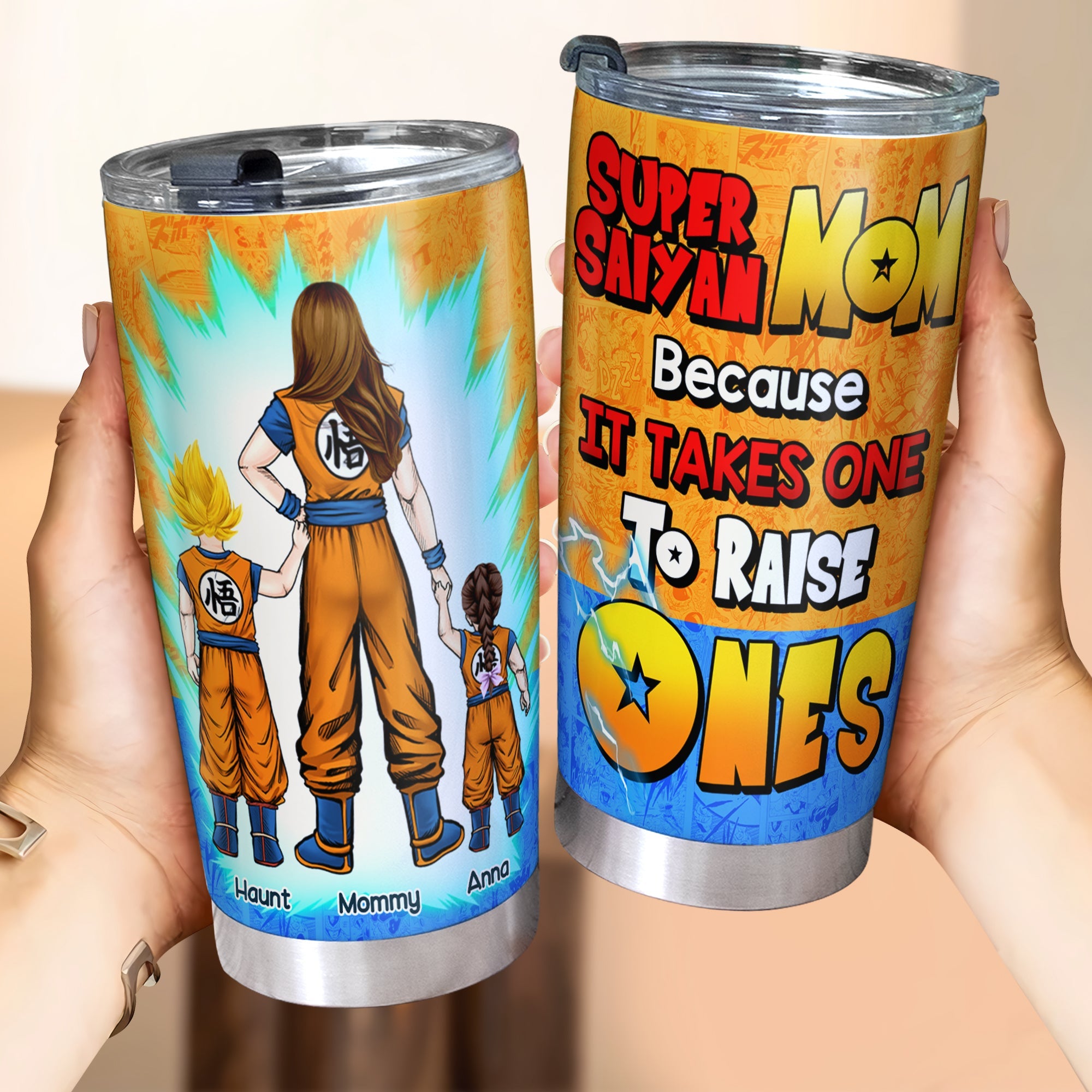 Super Saiyan Mom Tumbler - Personalized Gift for Moms & Grandmas Tumbler Cup PopCulturePrints