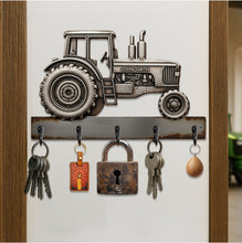 Load image into Gallery viewer, “Drive into Style” - Personalized Tractor Key Hanger - Perfect Gift for Tractor Lovers Wood Sign PopCulturePrints
