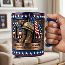 Load image into Gallery viewer, "Honoring Your Hero - Veteran Dad Coffee Accent Mug - Personalized Gift for Dad, Grandpa, and More" Coffee Mug PopCulturePrints
