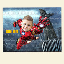 Load image into Gallery viewer, Custom Superhero Photo Jigsaw Puzzle for Kids Wood Sign PopCulturePrints
