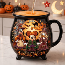 Load image into Gallery viewer, “It’s a Bunch of Hocus Pocus!” - Macabre Spell Sisters Ceramic Cauldron Mug - Personalized Gift for Halloween Lovers Cauldron Mug PopCulturePrints
