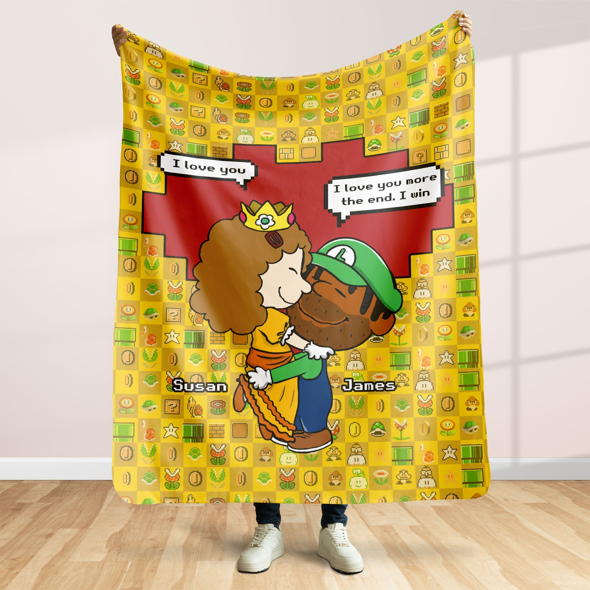 Personalized Mario Theme Couple Blanket Blanket PopCulturePrints