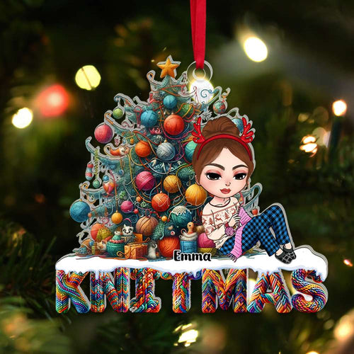 Personalized Knitting Christmas Tree Acrylic Ornament Ornament PopCulturePrints