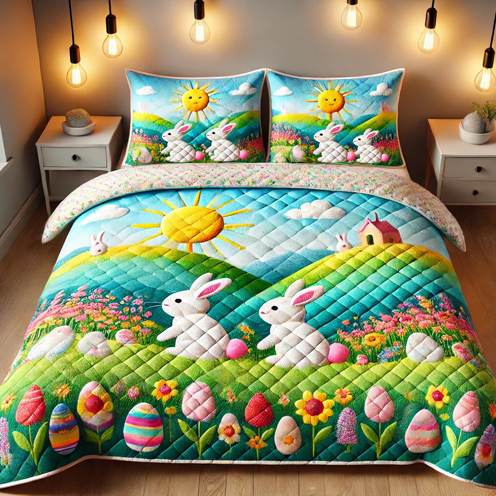 Delightful Rabbit Quilt Bedding Set - Special Line 04TODT160125 Blanket PopCulturePrints