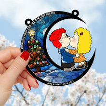 Load image into Gallery viewer, Personalized Christmas Suncatcher Ornament - Romantic Couple Kiss
