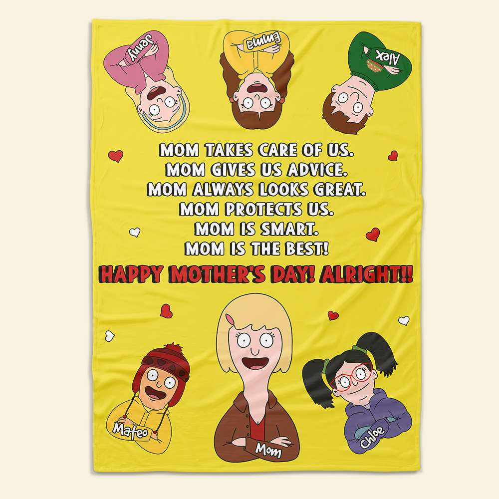 “Mom is the Best! Happy Mother's Day!” - Personalized Blanket for Moms, Grandmas, and More Blanket PopCulturePrints