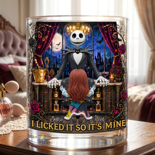 I Licked It So It’s Mine – Dark Romance Round Glass – Personalized Gifts for Couples Glass PopCulturePrints