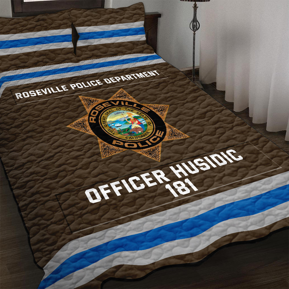 Personalized Police Quilt Bedding Set with Custom Department Logo Blanket PopCulturePrints