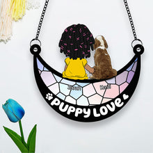 Load image into Gallery viewer, Personalized Puppy Love Suncatcher Ornament for Dog Lovers Ornament PopCulturePrints
