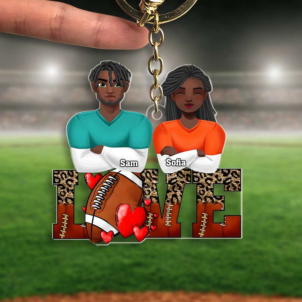 Personalized Acrylic Keychain for Football Lovers - Couple Valentine Edition Keychains PopCulturePrints