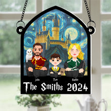 Load image into Gallery viewer, Personalized Family Wizard Hanging Sign - Custom Magic School Fan Art
