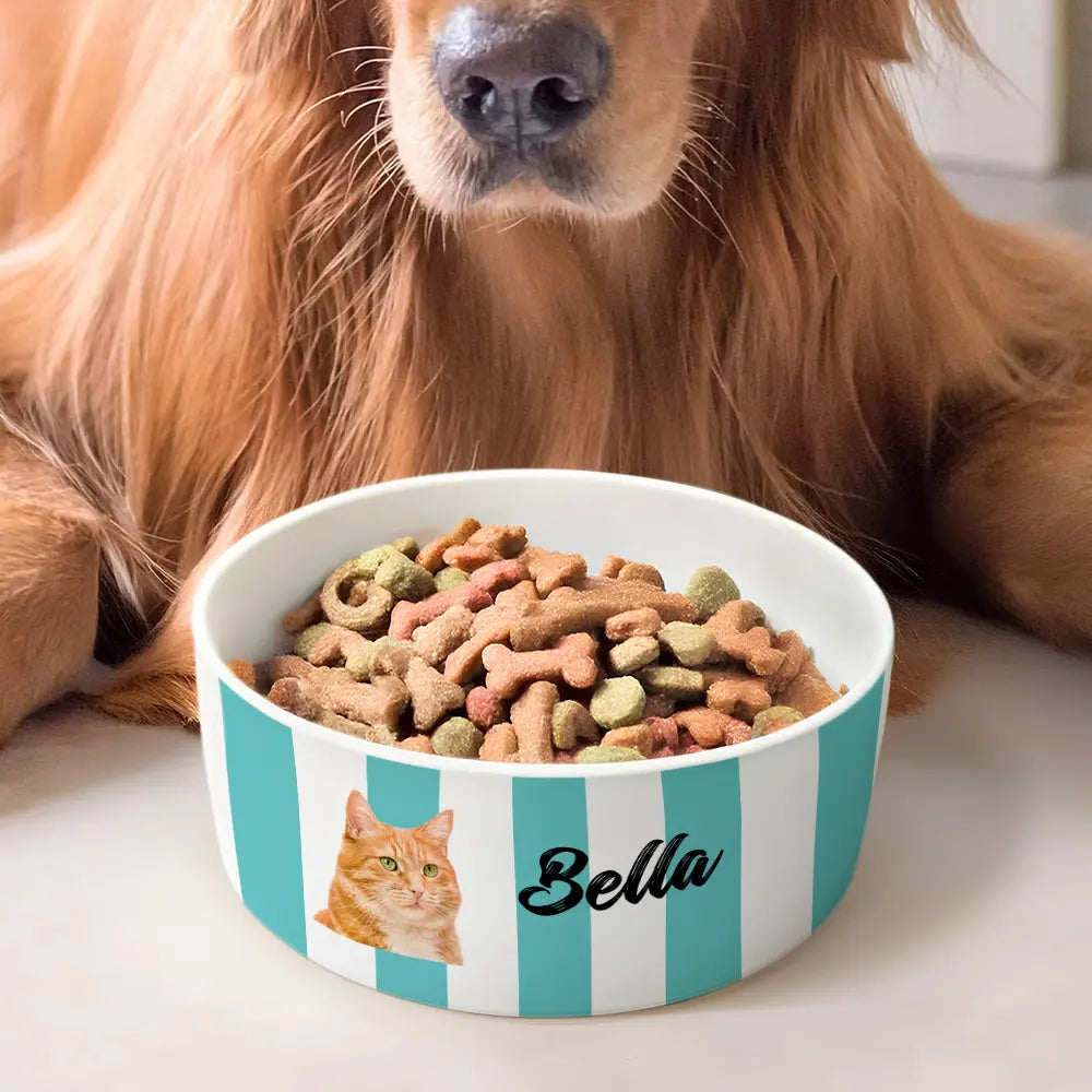 “Make Mealtime Special” - Custom Photo Pet Bowl with Name - Perfect Gift for Pet Lovers Pet Bowl PopCulturePrints