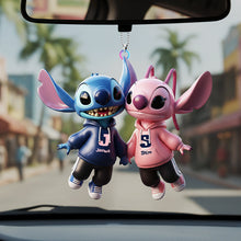 Load image into Gallery viewer, Personalized Blue Alien Couple Car Hanger Ornament - A Unique Gift for Couples Ornament PopCulturePrints
