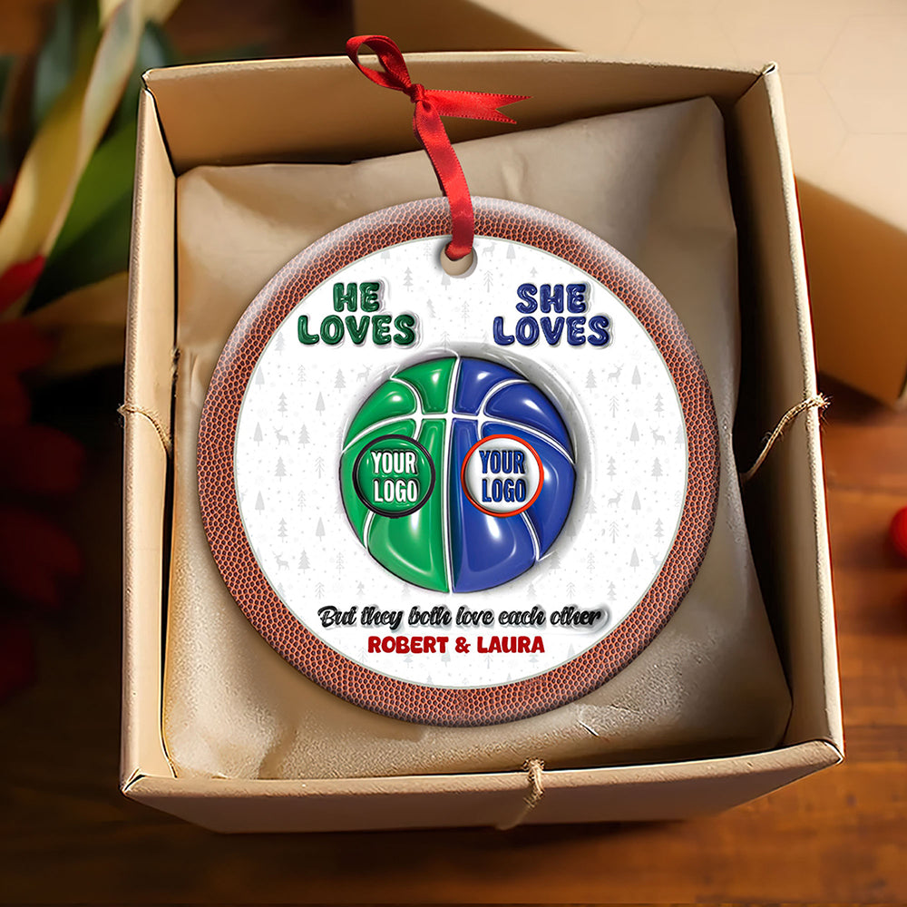 Personalized Basketball Ornament for Couples - Valentine's Day Gifts - Holiday Gift Ornament PopCulturePrints
