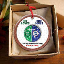 Load image into Gallery viewer, Personalized Basketball Ornament for Couples - Valentine&#39;s Day Gifts - Holiday Gift Ornament PopCulturePrints
