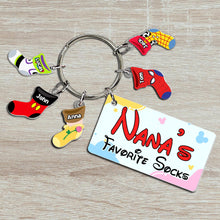Load image into Gallery viewer, Personalized Grandma&#39;s Favorite Socks Keychain Keychains PopCulturePrints
