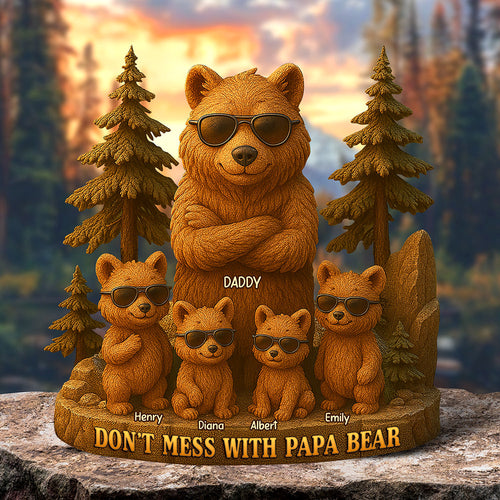 Don't Mess With Papa Bear - Personalized Acrylic Plaque - Unique Gifts for Dad, Grandpa & Family Shaped Plaques PopCulturePrints