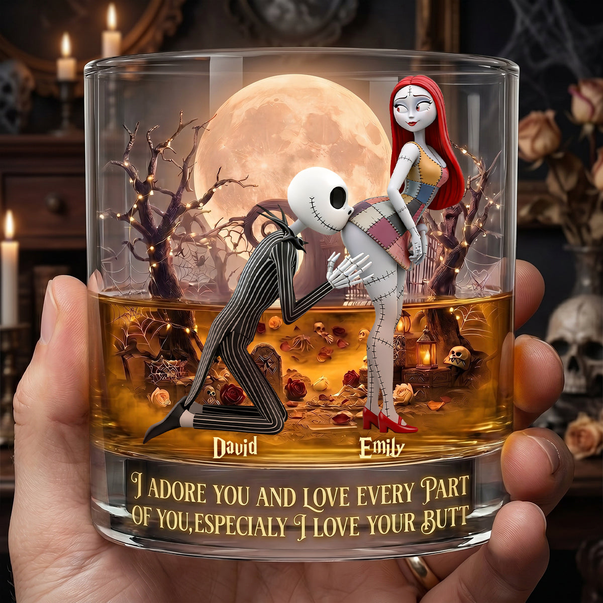 I Adore You and Love Every Part of You - Personalized Funny Round Glass for Couples Glass PopCulturePrints