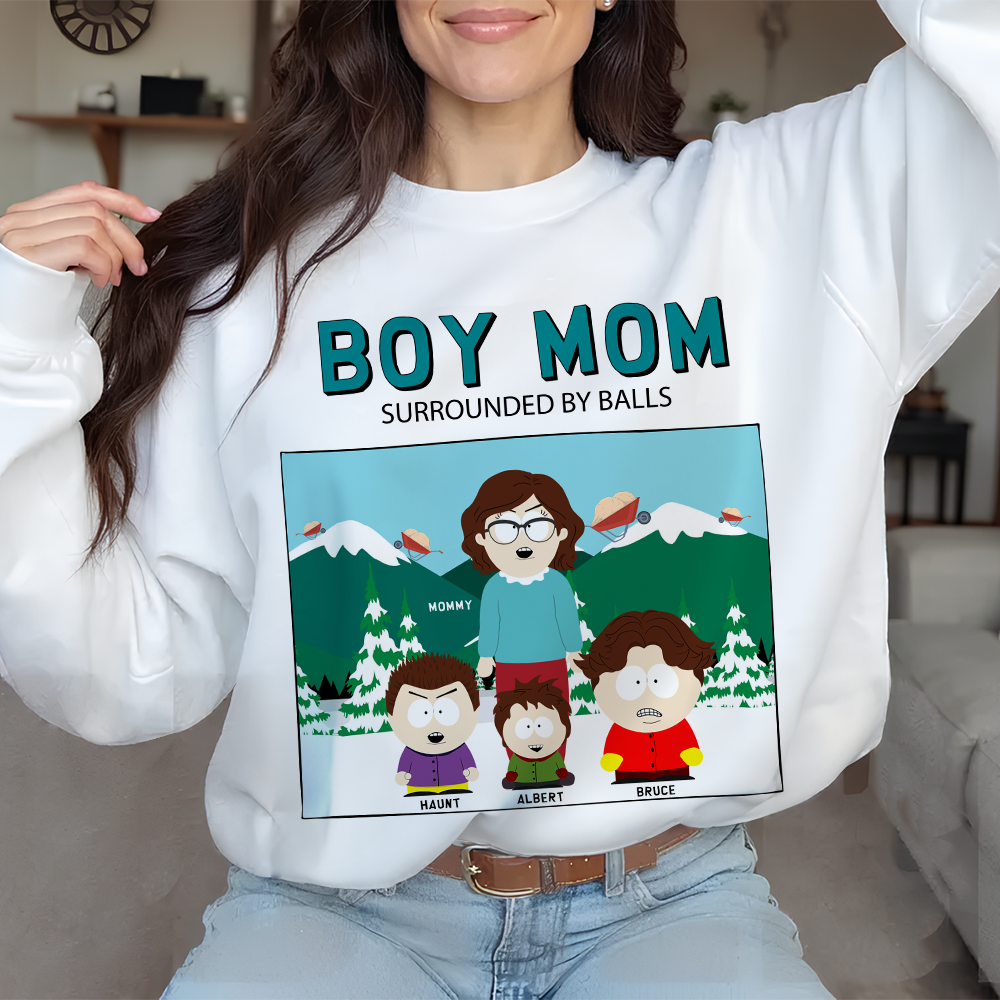 "Boy Mom, Surrounded by Balls" - Personalized T-Shirt for the Ultimate Mom Shirts PopCulturePrints