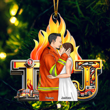 Load image into Gallery viewer, Personalized Firefighter Couple Acrylic Ornament | Custom Gifts | Valentine&#39;s Day Gifts Ornament PopCulturePrints

