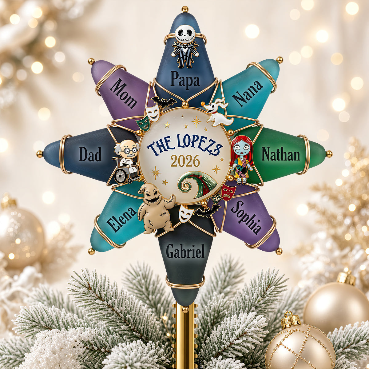 “Celebrate Your Family’s Legacy!” - Spooky Family Tree Topper - Personalized Christmas Gift for Family Ornament PopCulturePrints