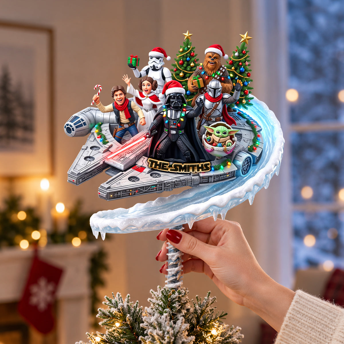 "Bring Joy to Your Holidays with a Personalized Touch" - Merry Force-mas Acrylic Christmas Tree Topper - Custom Gift for Family and Friends Ornament PopCulturePrints