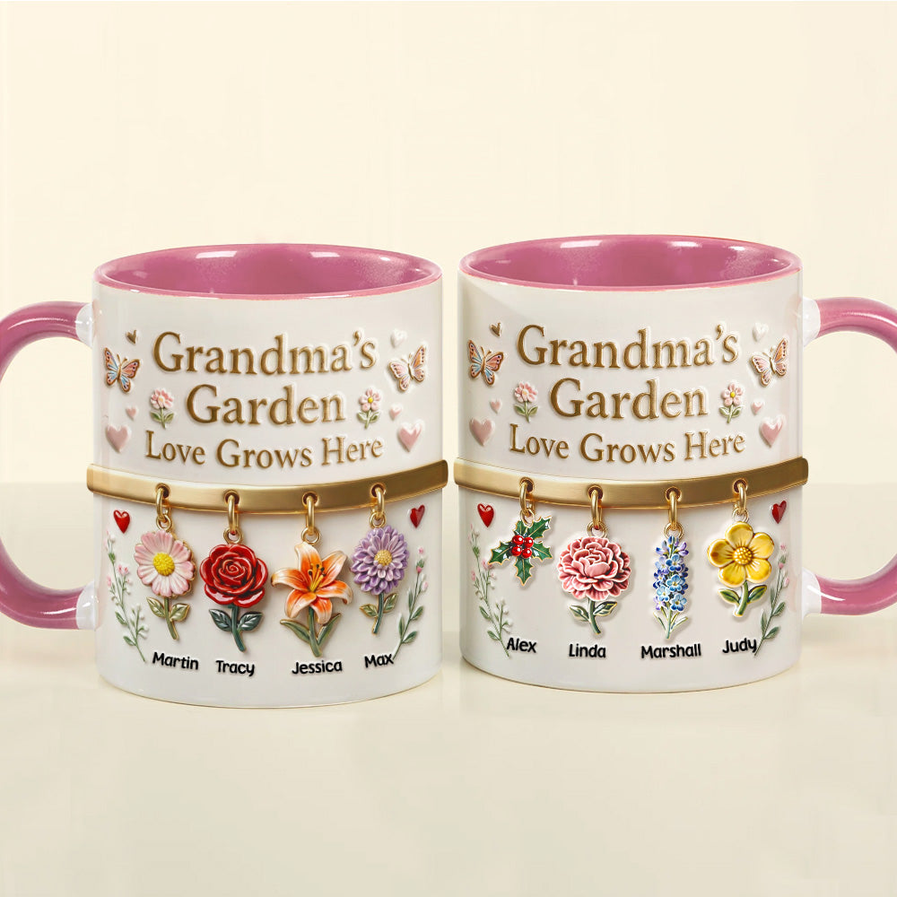 Grandma's Garden Coffee Accent Mug - Personalized Gift for Grandma Coffee Mug PopCulturePrints