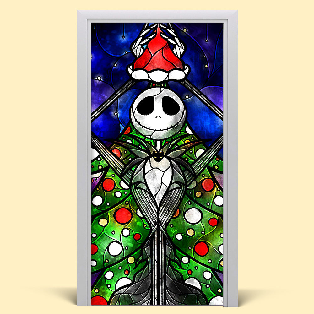 Personalized Christmas Door Cover For Movie Fans - Festive Jack Skellington Design