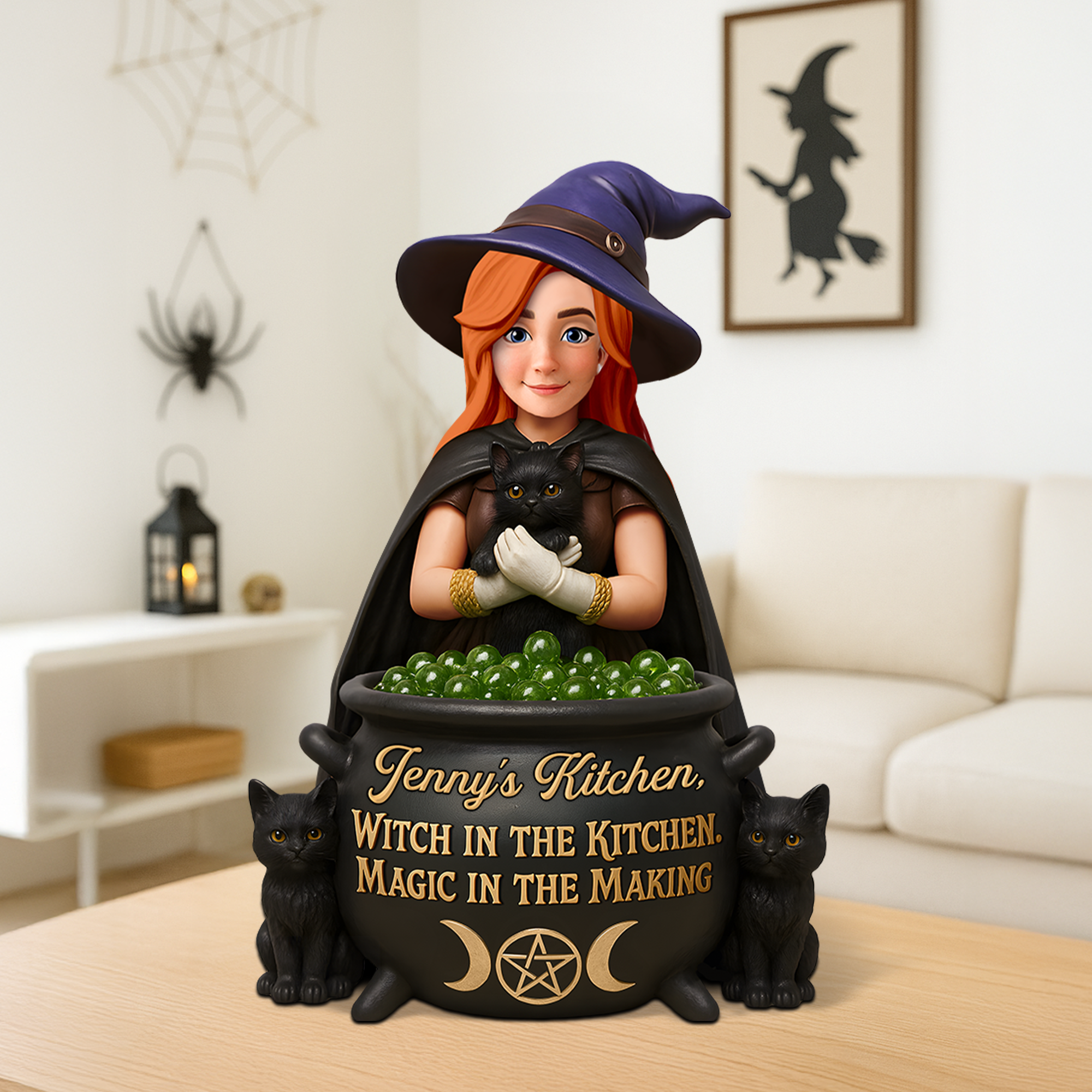 “Magic in Every Meal” - Personalized Kitchen Witch Acrylic Plaque - Custom Gift for Witches Shaped Plaques PopCulturePrints