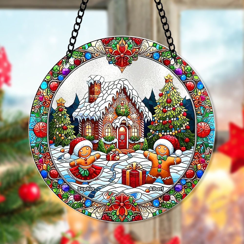 Personalized Christmas Gingerbread Man Suncatcher Ornament