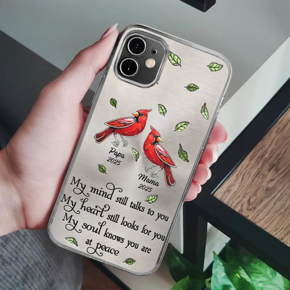 My Mind Still Talks To You - Personalized Metal Effect Printed Phone Case Clear Phone Case PopCulturePrints