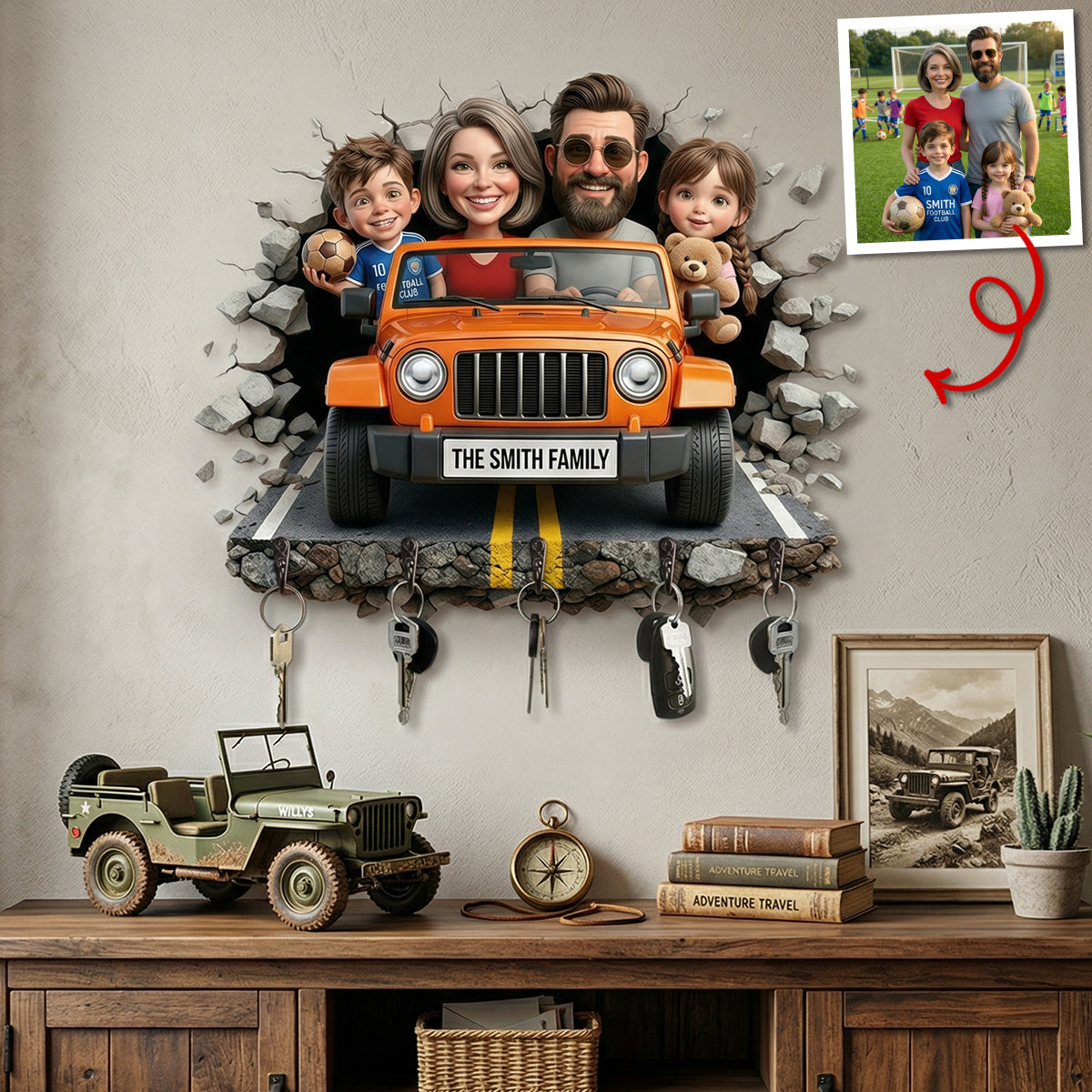 "Family Adventures Await" - Personalized Driving Roadway Acrylic Key Hanger - Custom Photo Gifts for Families Key Hanger PopCulturePrints