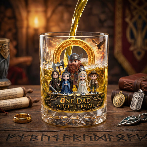 One Dad To Rule Them All - Personalized Glass Mug for Father's Day Glass PopCulturePrints
