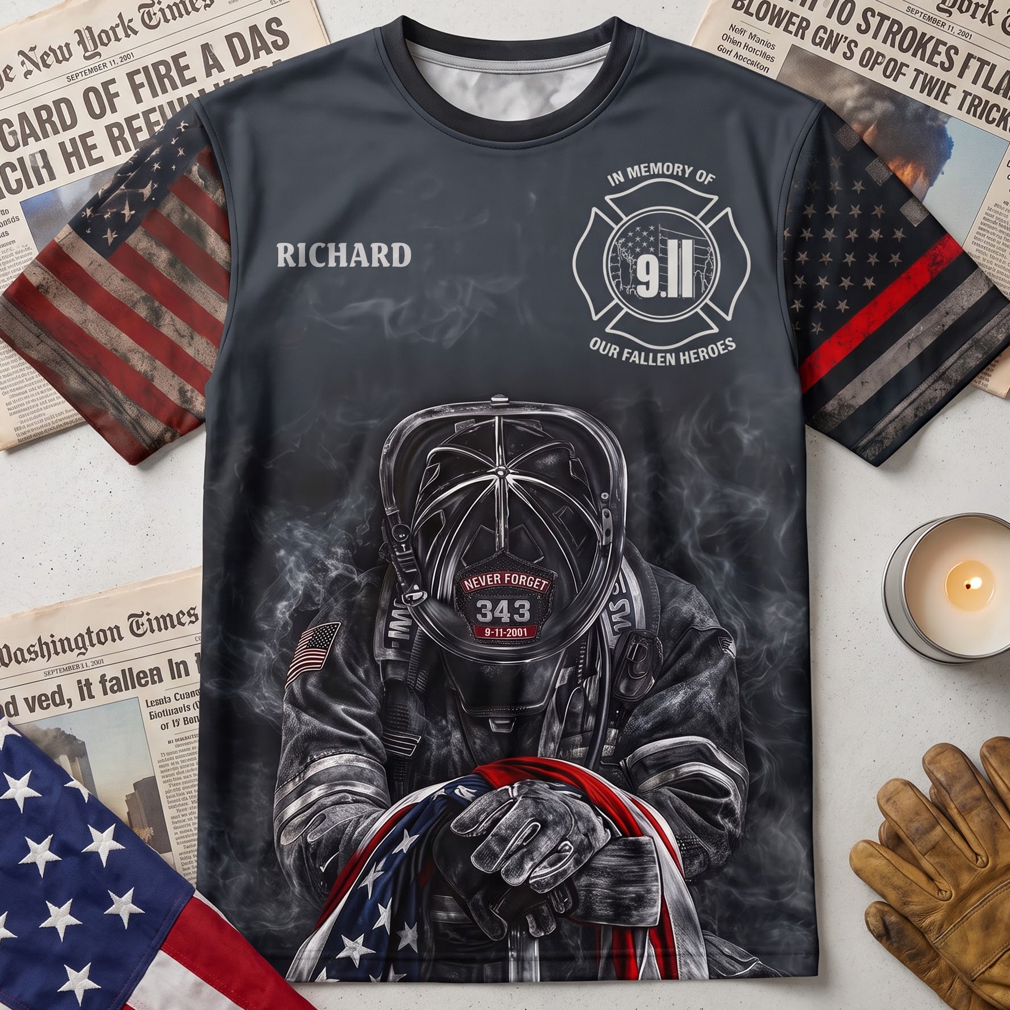 In Memory of Our Fallen Heroes - Personalized Honor Fallen Firefighter Heroes 3D Shirt