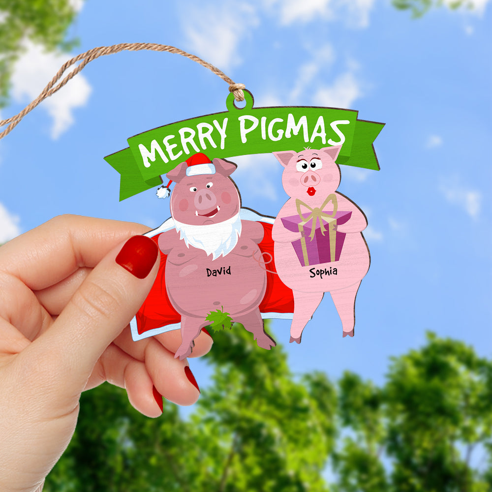 Funny Pig Couple Personalized Ornament for Christmas - Valentine's Day Gifts Ornament PopCulturePrints
