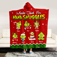 Load image into Gallery viewer, Personalized Green Monster Christmas Hooded Blanket for Grandma Blanket PopCulturePrints
