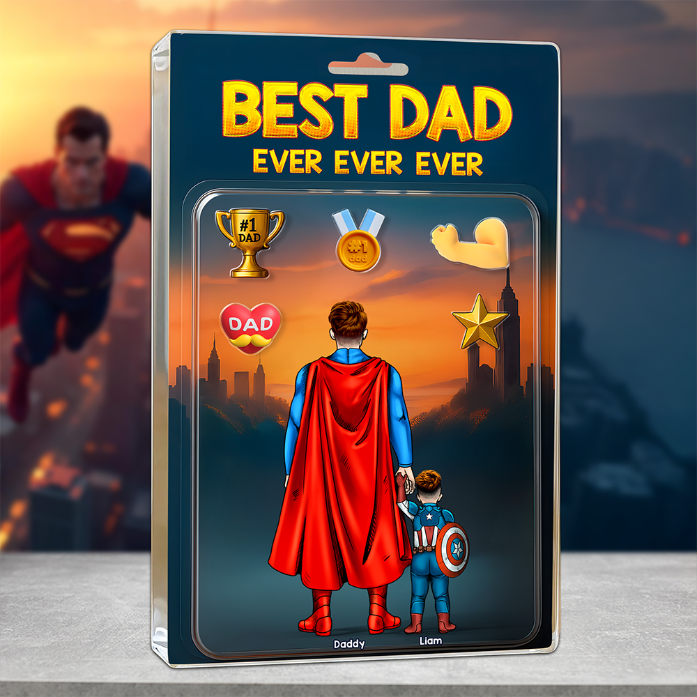 Best Dad Ever - Personalized Super Dad Plaque - Unique Gift for Dad and Grandpa Shaped Plaques PopCulturePrints