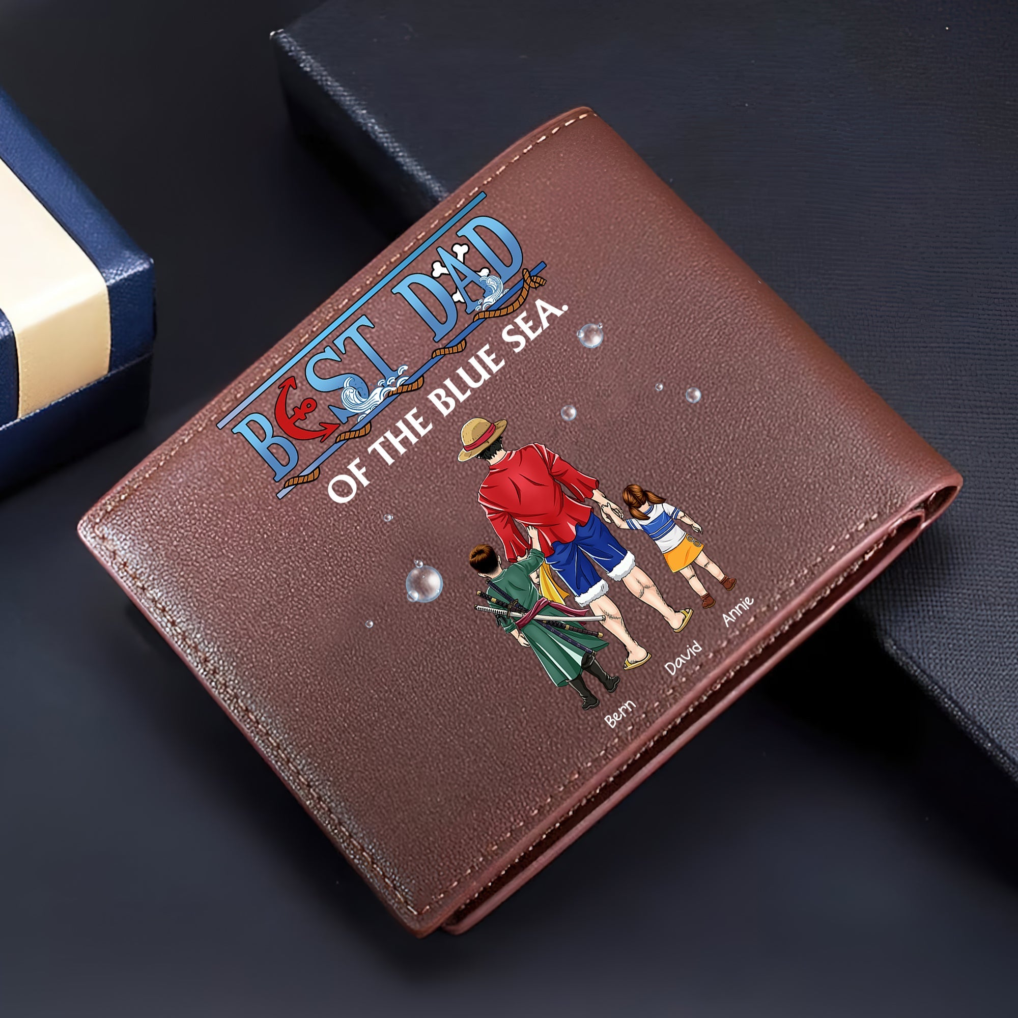 Best Dad of the Blue Sea Personalized PU Leather Wallet Leather Wallet PopCulturePrints