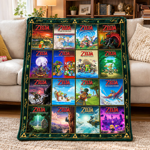 Adventure in Another Dimension: A Tribute to The Legend of Zelda - Personalized Blanket for Gamers Blanket PopCulturePrints