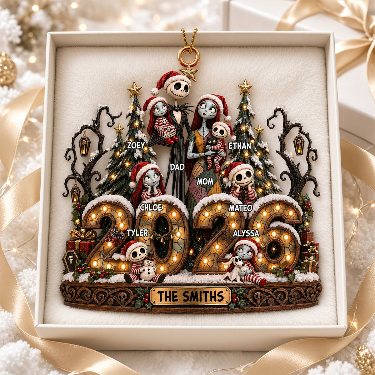 “Celebrate Your Spooky Family Spirit” - Spooky Family Christmas Ornament - Personalized Gifts for Family Ornament PopCulturePrints